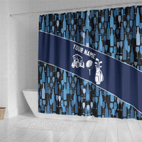 Custom Blue Wine Camo Pattern Golf Shower Curtain with Blue Golf Club Pattern Cart and Ball Graphic - Wonder Print Shop