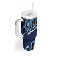 Custom Blue Wine Camo Pattern Golf Tumbler With Handle with Blue Golf Club Pattern Cart and Ball Graphic - Wonder Print Shop