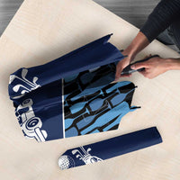 Custom Blue Wine Camo Pattern Golf Umbrella with Blue Golf Club Pattern Cart and Ball Graphic - Wonder Print Shop