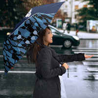 Custom Blue Wine Camo Pattern Golf Umbrella with Blue Golf Club Pattern Cart and Ball Graphic - Wonder Print Shop