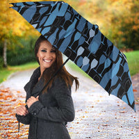Custom Blue Wine Camo Pattern Golf Umbrella with Blue Golf Club Pattern Cart and Ball Graphic - Wonder Print Shop
