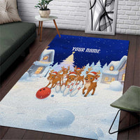 Funny Christmas Reindeer Bowling Custom Area Rug with Reindeer Snow Scene - Wonder Print Shop