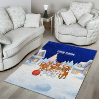 Funny Christmas Reindeer Bowling Custom Area Rug with Reindeer Snow Scene - Wonder Print Shop