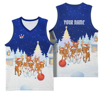Funny Christmas Reindeer Bowling Custom Basketball Jersey with Reindeer Snow Scene - Wonder Print Shop