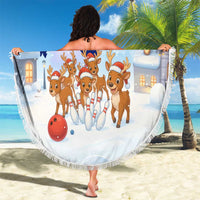 Funny Christmas Reindeer Bowling Custom Beach Blanket with Reindeer Snow Scene - Wonder Print Shop