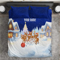 Funny Christmas Reindeer Bowling Custom Bedding Set with Reindeer Snow Scene - Wonder Print Shop