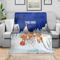 Funny Christmas Reindeer Bowling Custom Blanket with Reindeer Snow Scene - Wonder Print Shop