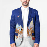Funny Christmas Reindeer Bowling Custom Blazer with Reindeer Snow Scene - Wonder Print Shop