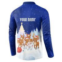 Funny Christmas Reindeer Bowling Custom Button Sweatshirt with Reindeer Snow Scene - Wonder Print Shop