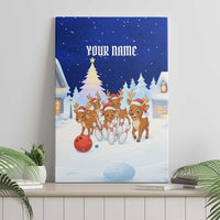 Funny Christmas Reindeer Bowling Custom Canvas Wall Art with Reindeer Snow Scene - Wonder Print Shop