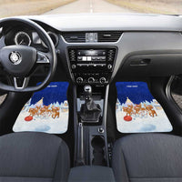 Funny Christmas Reindeer Bowling Custom Car Mats with Reindeer Snow Scene - Wonder Print Shop