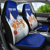 Funny Christmas Reindeer Bowling Custom Car Seat Cover with Reindeer Snow Scene - Wonder Print Shop