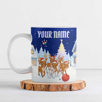 Funny Christmas Reindeer Bowling Custom Ceramic Mug with Reindeer Snow Scene - Wonder Print Shop