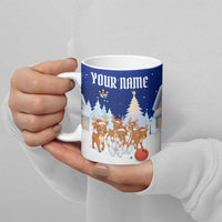 Funny Christmas Reindeer Bowling Custom Ceramic Mug with Reindeer Snow Scene - Wonder Print Shop