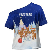 Funny Christmas Reindeer Bowling Custom Cross Shoulder Shirt with Reindeer Snow Scene - Wonder Print Shop