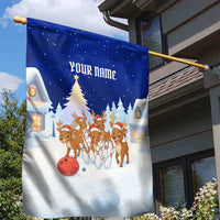 Funny Christmas Reindeer Bowling Custom Garden Flag with Reindeer Snow Scene - Wonder Print Shop