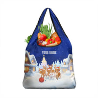 Funny Christmas Reindeer Bowling Custom Grocery Bag with Reindeer Snow Scene - Wonder Print Shop