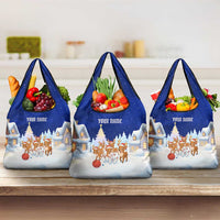 Funny Christmas Reindeer Bowling Custom Grocery Bag with Reindeer Snow Scene - Wonder Print Shop