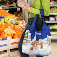 Funny Christmas Reindeer Bowling Custom Grocery Bag with Reindeer Snow Scene - Wonder Print Shop