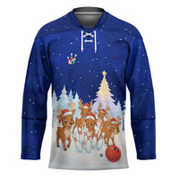 Funny Christmas Reindeer Bowling Custom Hockey Jersey with Reindeer Snow Scene - Wonder Print Shop