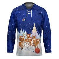 Funny Christmas Reindeer Bowling Custom Hockey Jersey with Reindeer Snow Scene - Wonder Print Shop