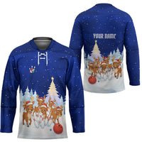 Funny Christmas Reindeer Bowling Custom Hockey Jersey with Reindeer Snow Scene - Wonder Print Shop