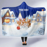 Funny Christmas Reindeer Bowling Custom Hooded Blanket with Reindeer Snow Scene - Wonder Print Shop