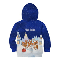 Funny Christmas Reindeer Bowling Custom Kid Hoodie with Reindeer Snow Scene - Wonder Print Shop