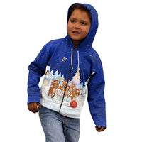Funny Christmas Reindeer Bowling Custom Kid Hoodie with Reindeer Snow Scene - Wonder Print Shop