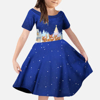 Funny Christmas Reindeer Bowling Custom Kid Short Sleeve Dress with Reindeer Snow Scene - Wonder Print Shop