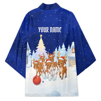 Funny Christmas Reindeer Bowling Custom Kimono with Reindeer Snow Scene - Wonder Print Shop