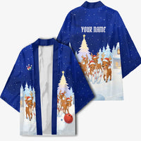 Funny Christmas Reindeer Bowling Custom Kimono with Reindeer Snow Scene - Wonder Print Shop