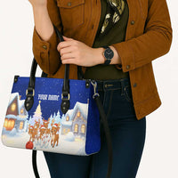 Funny Christmas Reindeer Bowling Custom Leather Bag with Reindeer Snow Scene - Wonder Print Shop