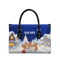 Funny Christmas Reindeer Bowling Custom Leather Bag with Reindeer Snow Scene - Wonder Print Shop