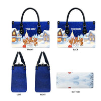 Funny Christmas Reindeer Bowling Custom Leather Bag with Reindeer Snow Scene - Wonder Print Shop