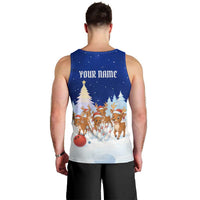 Funny Christmas Reindeer Bowling Custom Men Tank Top with Reindeer Snow Scene - Wonder Print Shop