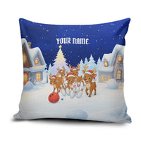 Funny Christmas Reindeer Bowling Custom Pillow Cover with Reindeer Snow Scene - Wonder Print Shop