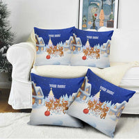 Funny Christmas Reindeer Bowling Custom Pillow Cover with Reindeer Snow Scene - Wonder Print Shop