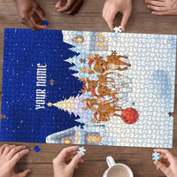 Funny Christmas Reindeer Bowling Custom Puzzle with Reindeer Snow Scene - Wonder Print Shop