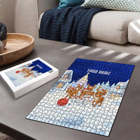 Funny Christmas Reindeer Bowling Custom Puzzle with Reindeer Snow Scene - Wonder Print Shop