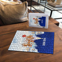 Funny Christmas Reindeer Bowling Custom Puzzle with Reindeer Snow Scene - Wonder Print Shop