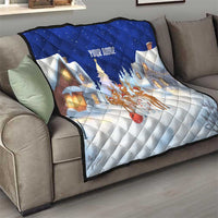 Funny Christmas Reindeer Bowling Custom Quilt with Reindeer Snow Scene - Wonder Print Shop