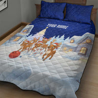 Funny Christmas Reindeer Bowling Custom Quilt Bed Set with Reindeer Snow Scene - Wonder Print Shop