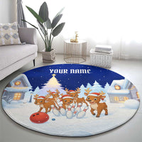 Funny Christmas Reindeer Bowling Custom Round Carpet with Reindeer Snow Scene - Wonder Print Shop