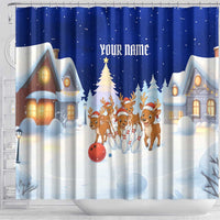 Funny Christmas Reindeer Bowling Custom Shower Curtain with Reindeer Snow Scene - Wonder Print Shop