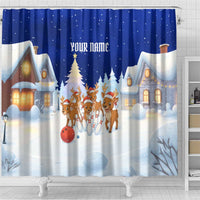 Funny Christmas Reindeer Bowling Custom Shower Curtain with Reindeer Snow Scene - Wonder Print Shop