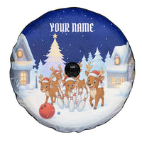 Funny Christmas Reindeer Bowling Custom Spare Tire Cover with Reindeer Snow Scene - Wonder Print Shop