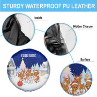 Funny Christmas Reindeer Bowling Custom Spare Tire Cover with Reindeer Snow Scene - Wonder Print Shop