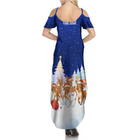 Funny Christmas Reindeer Bowling Custom Summer Maxi Dress with Reindeer Snow Scene - Wonder Print Shop
