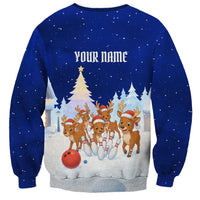 Funny Christmas Reindeer Bowling Custom Sweatshirt with Reindeer Snow Scene - Wonder Print Shop